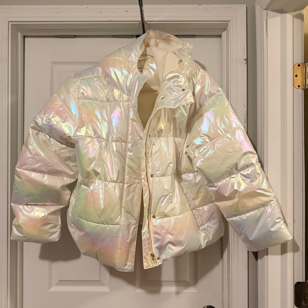 J. Crew Factory Iridescent Pearl Puffer Jacket